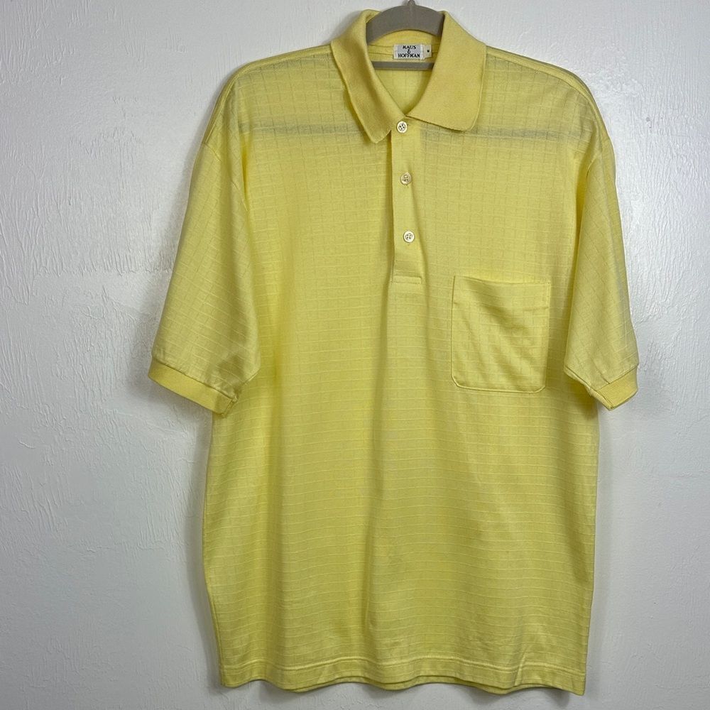 Maus & Hoffman Vintage Cotton Light Yellow Short Sleeve Polo Shirt Size M
